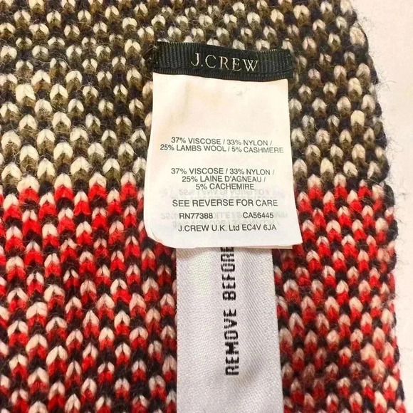 J. Crew LambsWool Cashmere Blend Super Long Soft Knit Multicolor Fringe Scarf - Picture 3 of 7